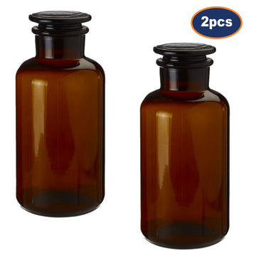 2Pcs 250ml Apothecary Small Amber Glass Reagent Bottle