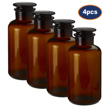4Pcs 250ml Apothecary Small Amber Glass Reagent Bottle
