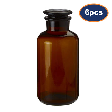 6Pcs 250ml Apothecary Small Amber Glass Reagent Bottle