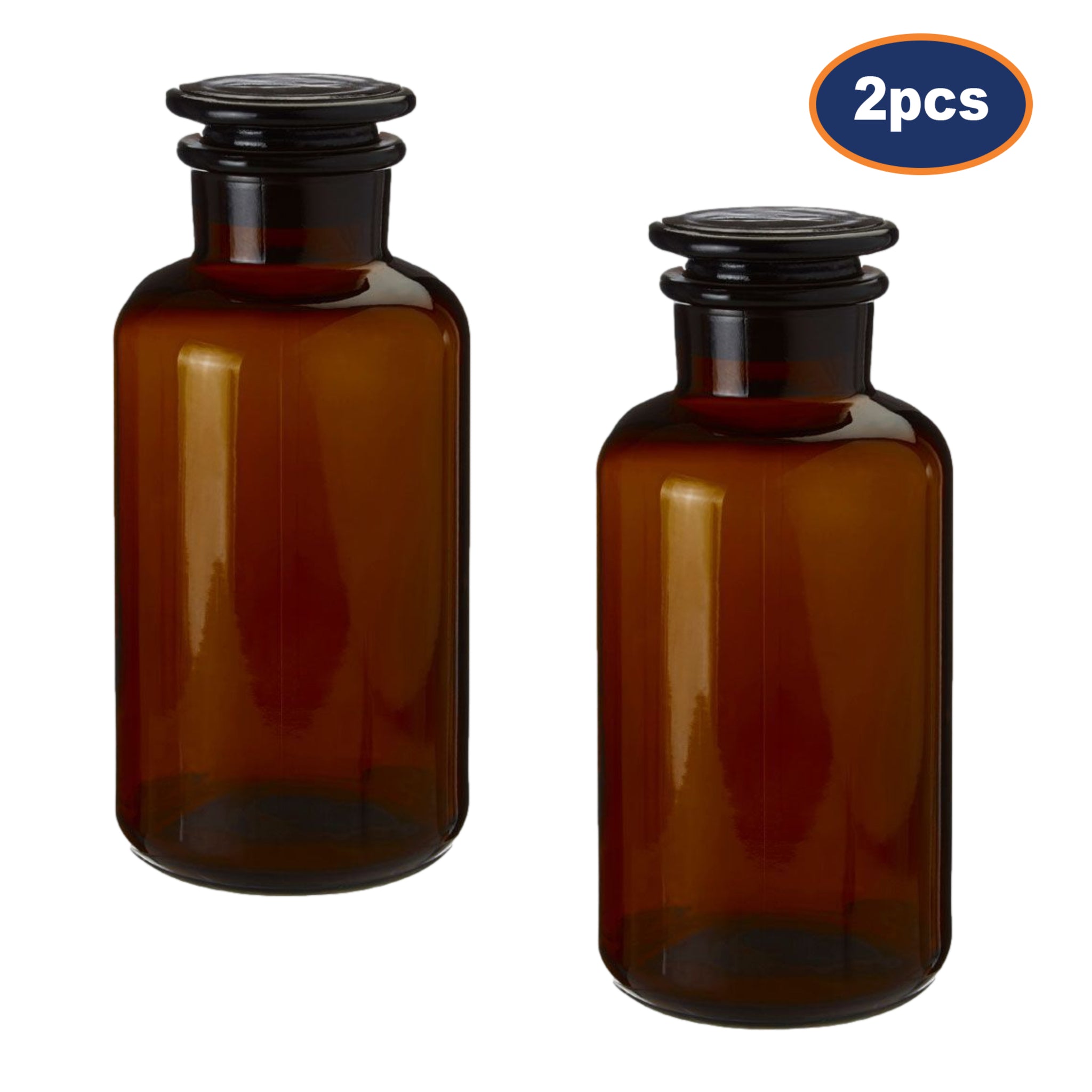 2pc 125ml Apothecary Amber Glass Storage Jar Set