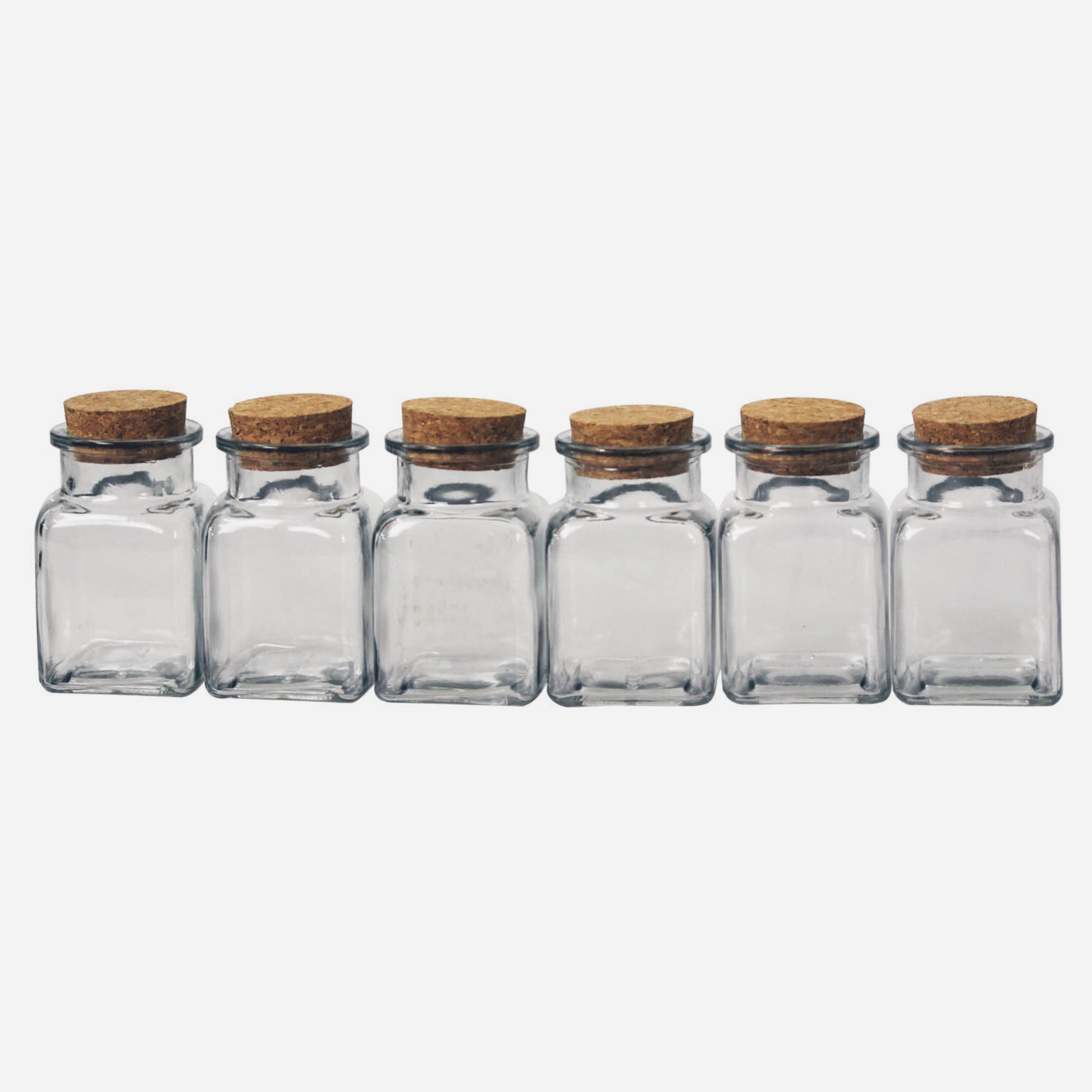 6pcs Tromso 200ml Square Glass Jars Cork Lid