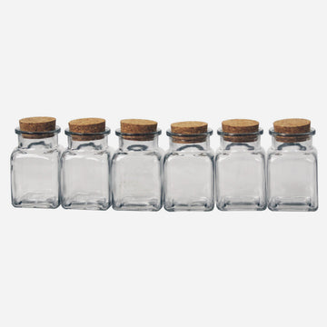 6pcs Tromso 200ml Square Glass Jars Cork Lid