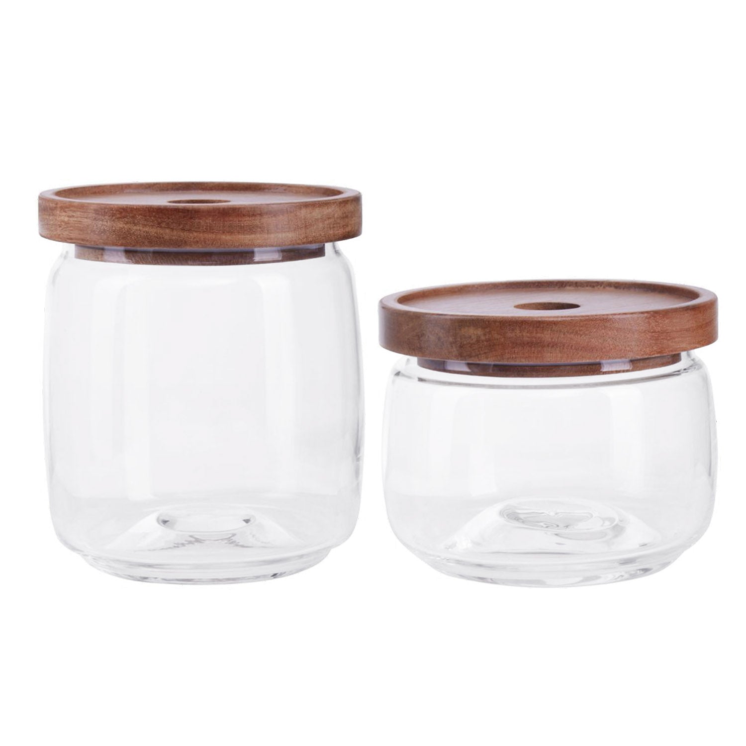 Set of 2 Tromso Glass Storage Jars with Wood Lid 560/860ml