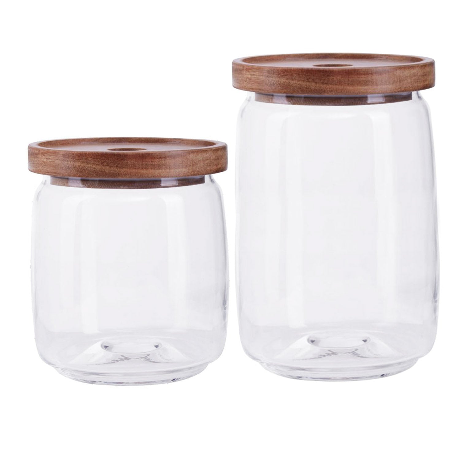 Set of 2 Tromso Glass Storage Jars with Wood Lid 860/1260ml