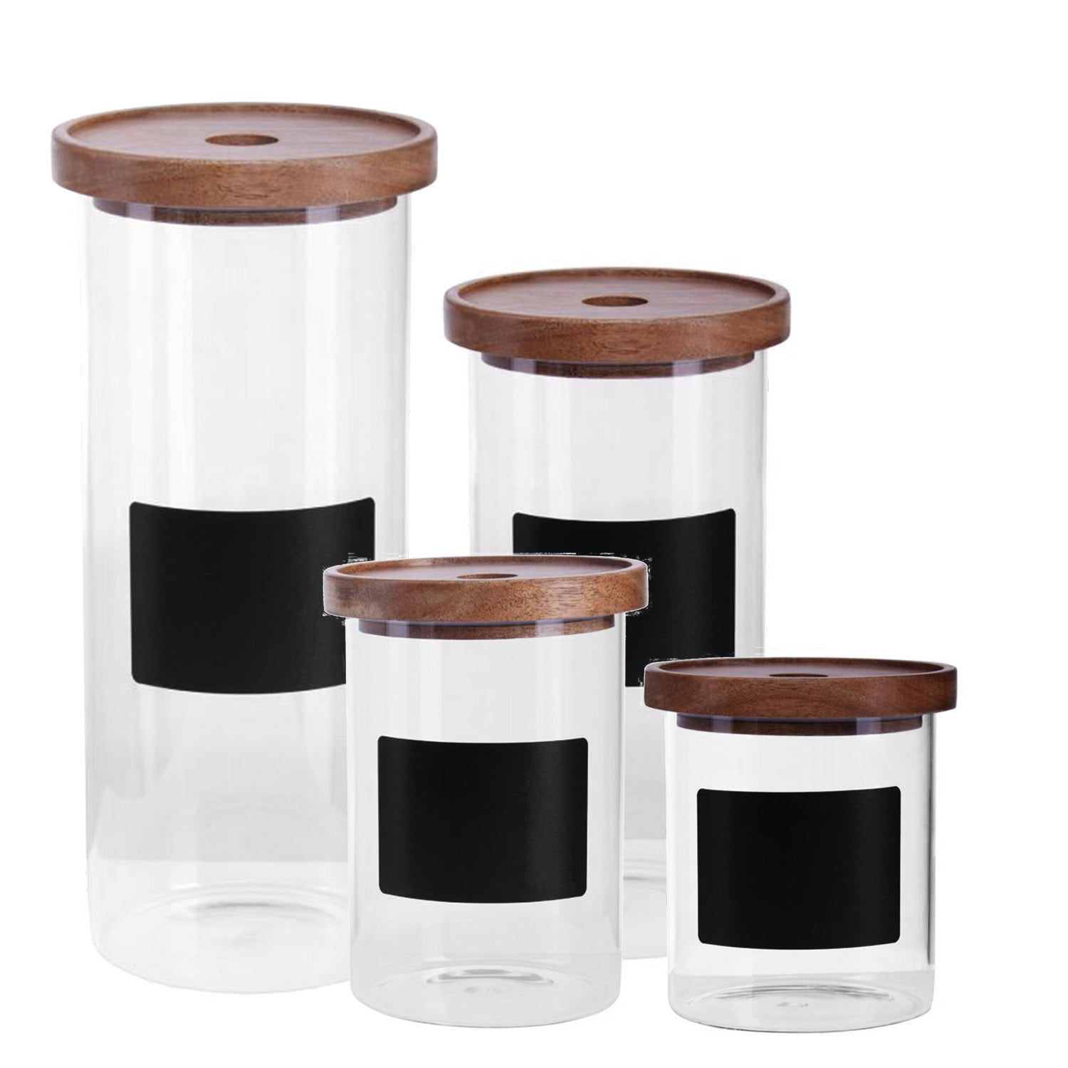 4pc Tromso Chalkboard Glass Storage Jar with Wood Lid 750/950/1300/1800ml