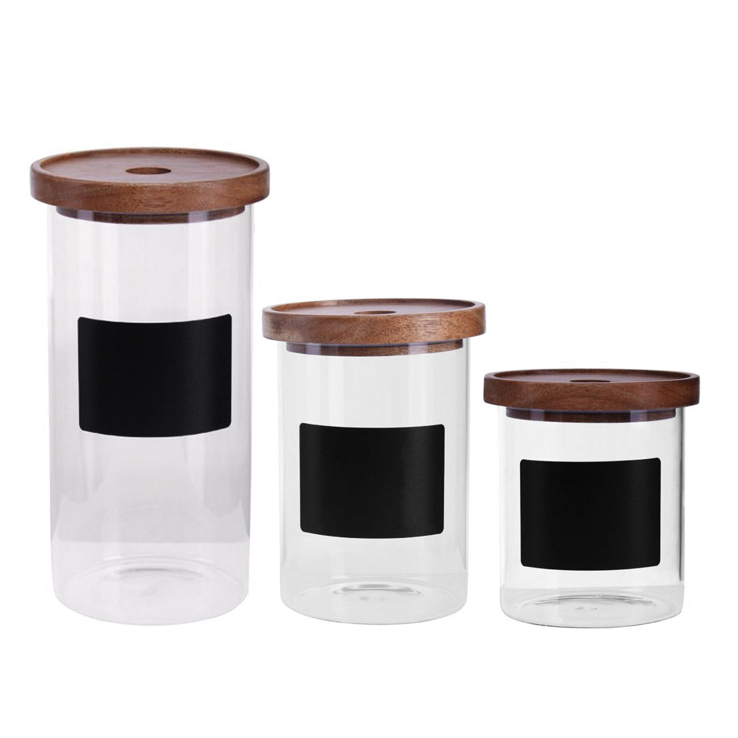 3pc Tromso Chalkboard Glass Storage Jar with Wood Lid 750/950/1300ml