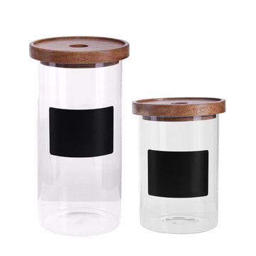 2-Set Tromso Chalkboard Glass Storage Jar with Wood Lid 950/1300ml