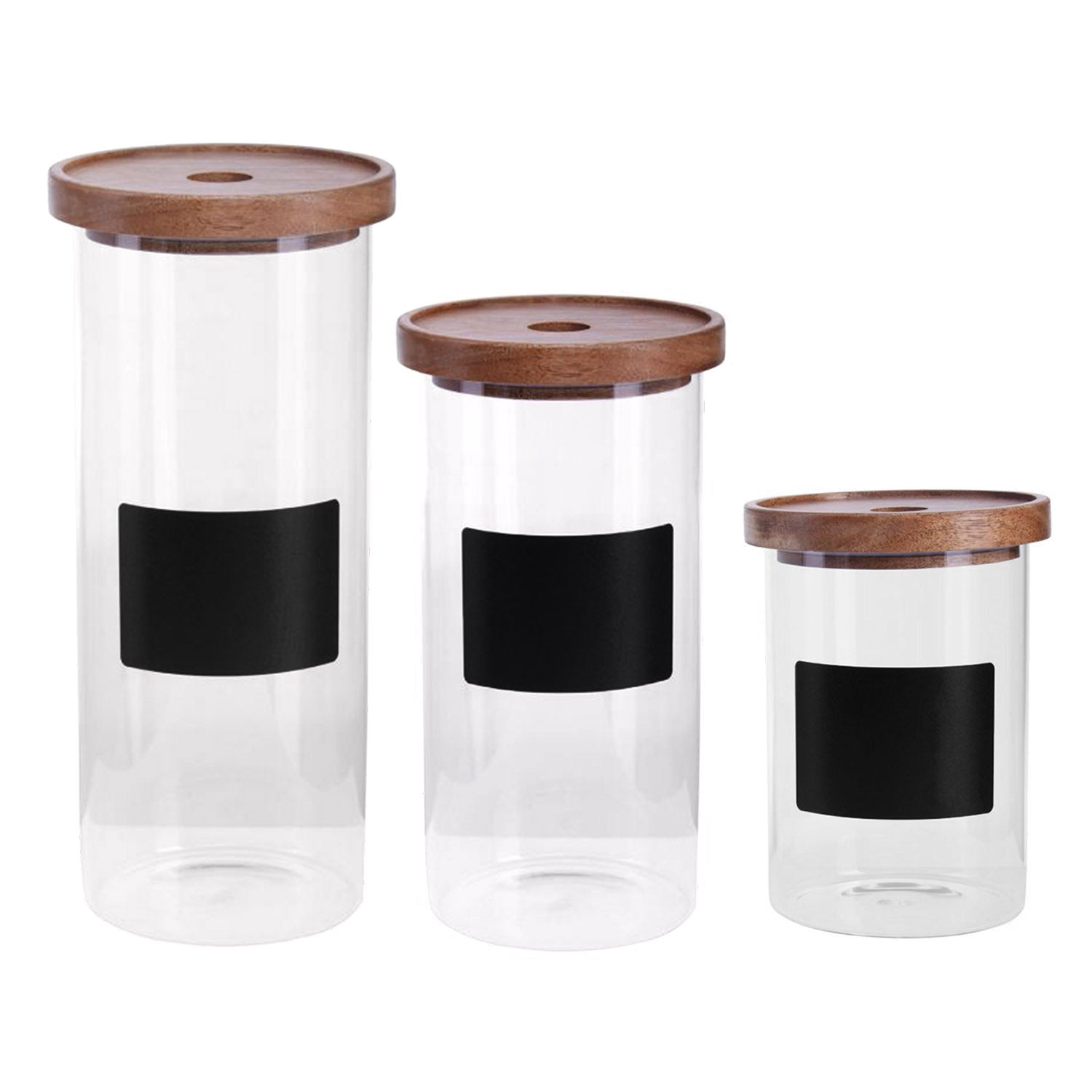 3pc Tromso Chalkboard Glass Storage Jar with Wood Lid 950/1300/1800ml