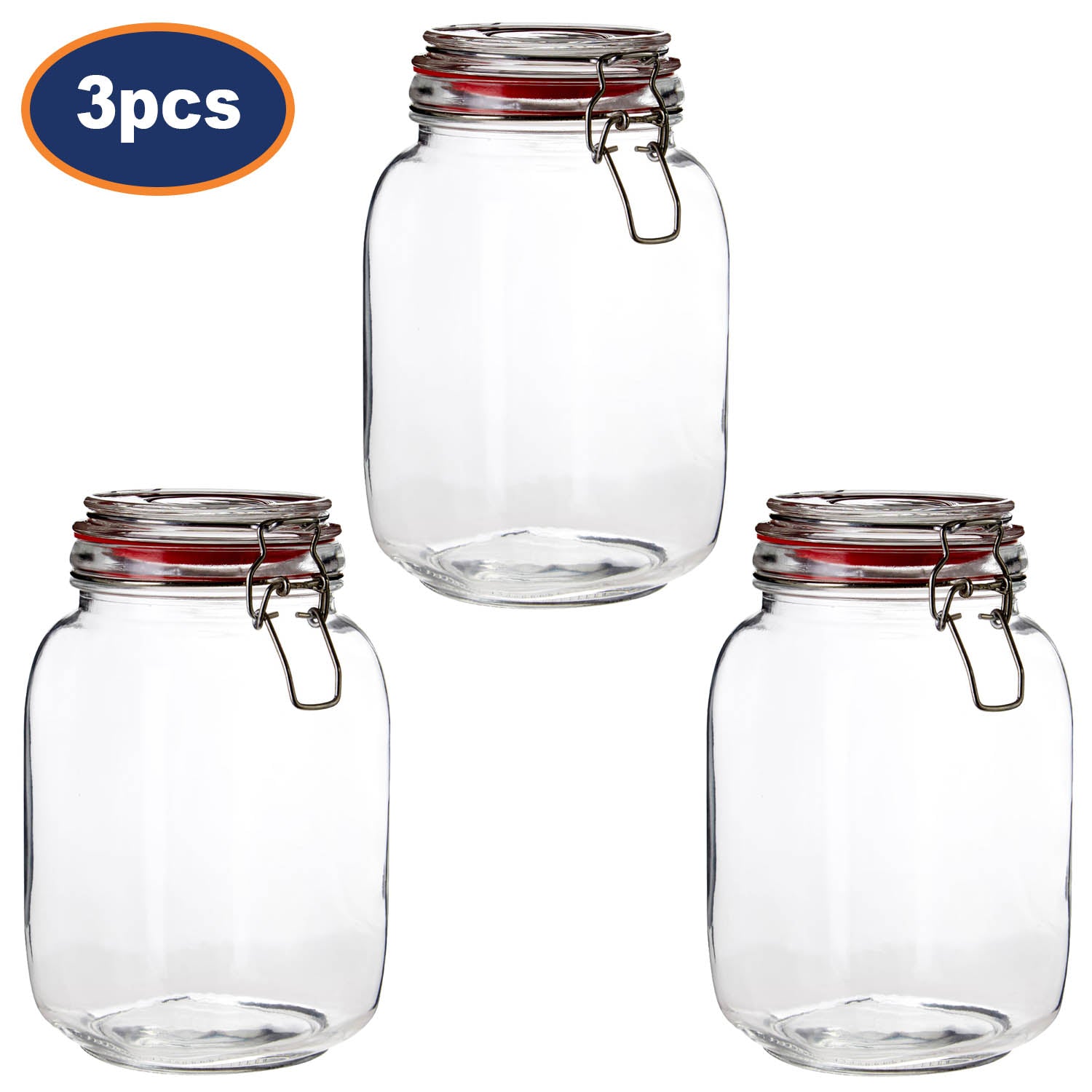 3pcs 1500ml Deli Clip Top Canister Jar