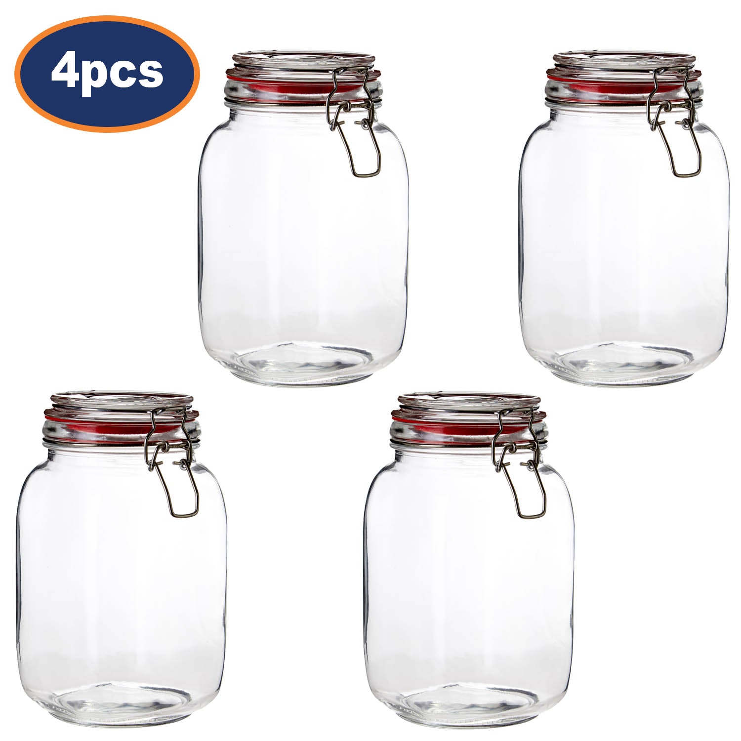 4pcs 1500ml Deli Clip Top Canister Jar