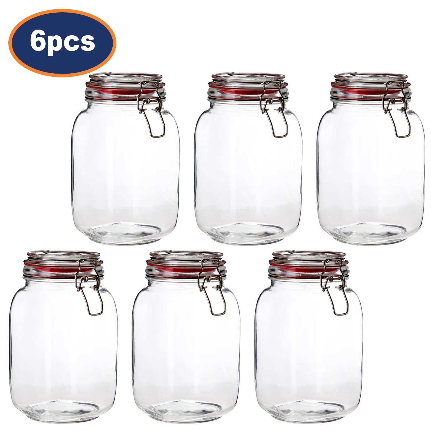 6pcs 1500ml Deli Clip Top Canister Jar