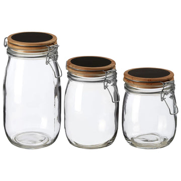 3 pcs Small Medium & Large Airtight Glass Jars Set