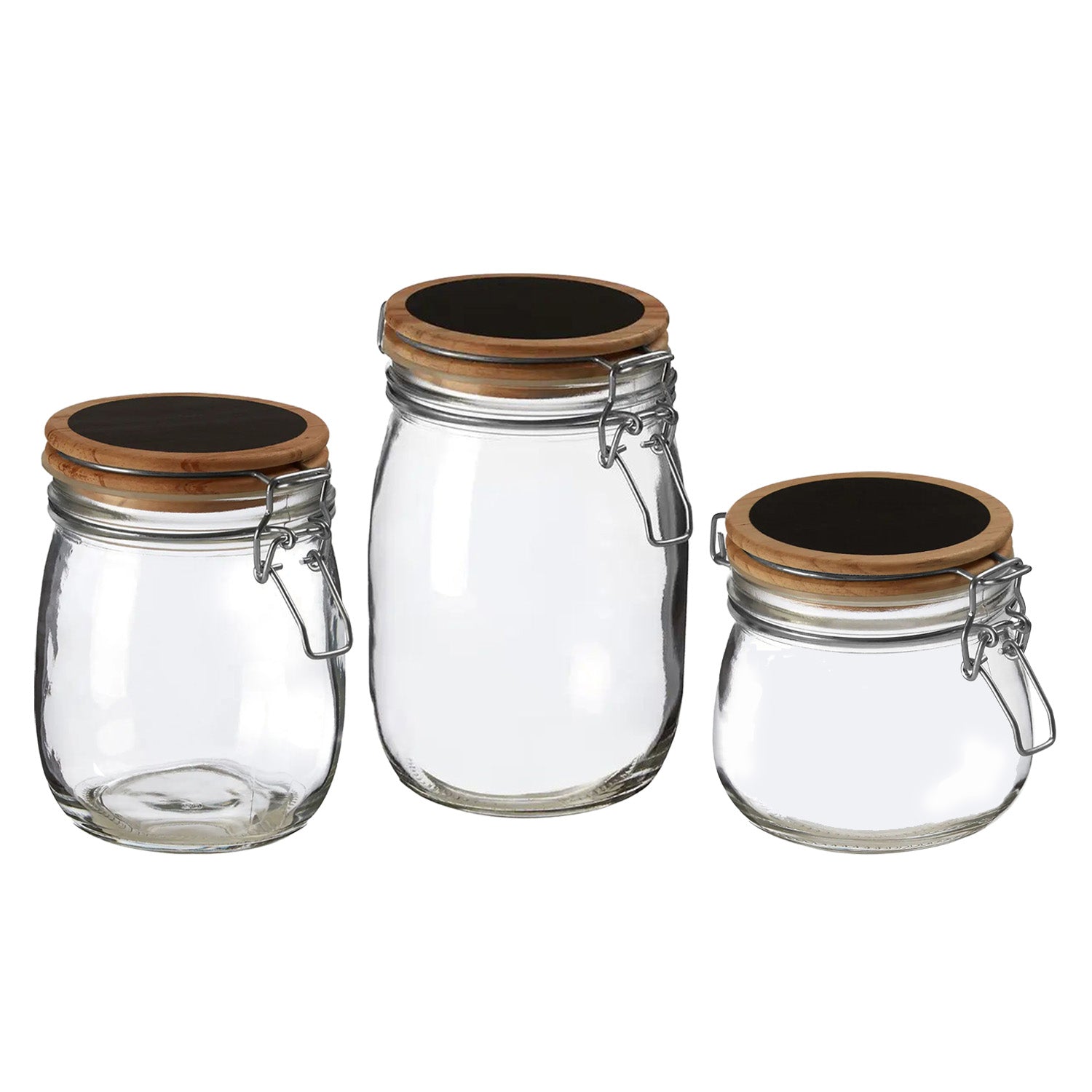 3Pcs Small Medium & Large Clip top Glass Jars Set