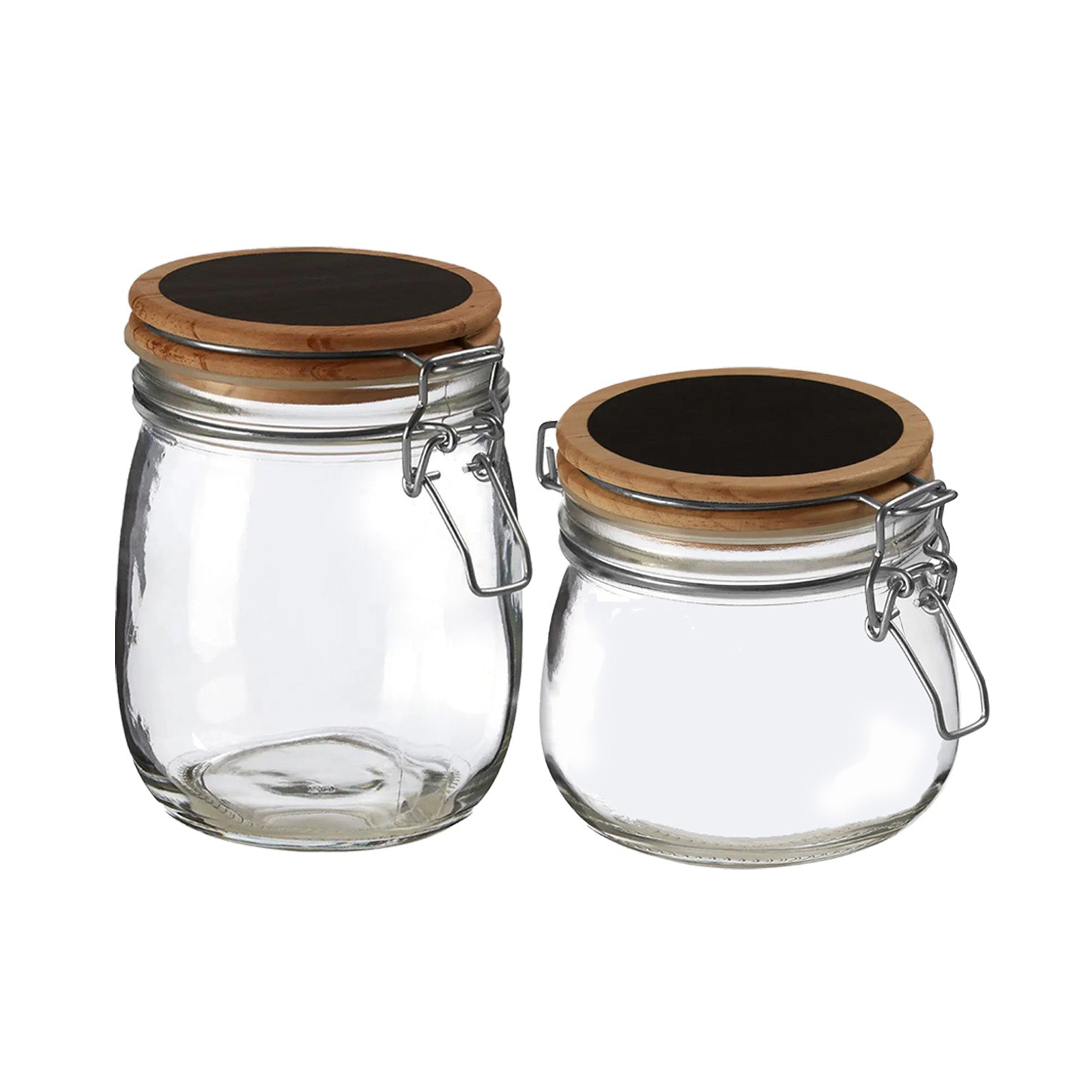 2Pcs Small Wood Clip Glass Jars Set