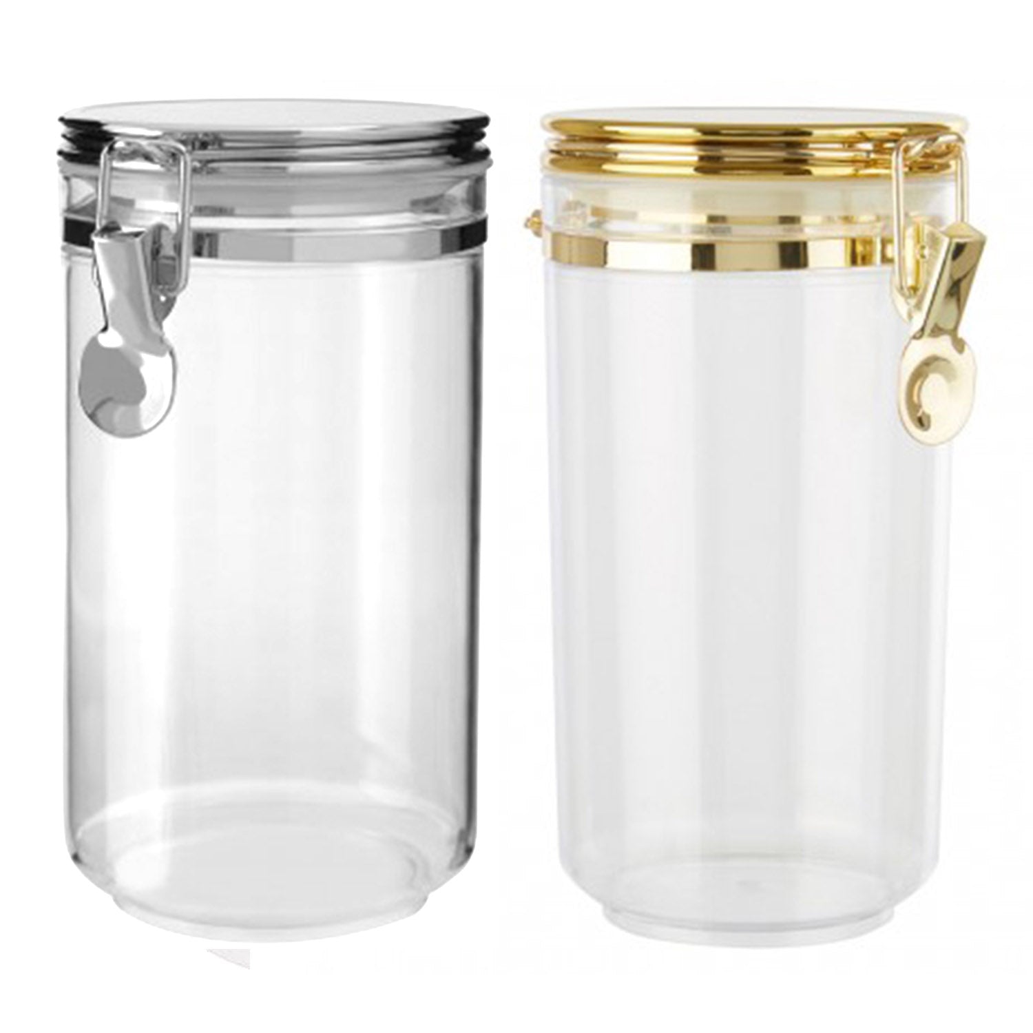 2-pc Gozo Large Gold & Silver Clear Plastic Storage Canister