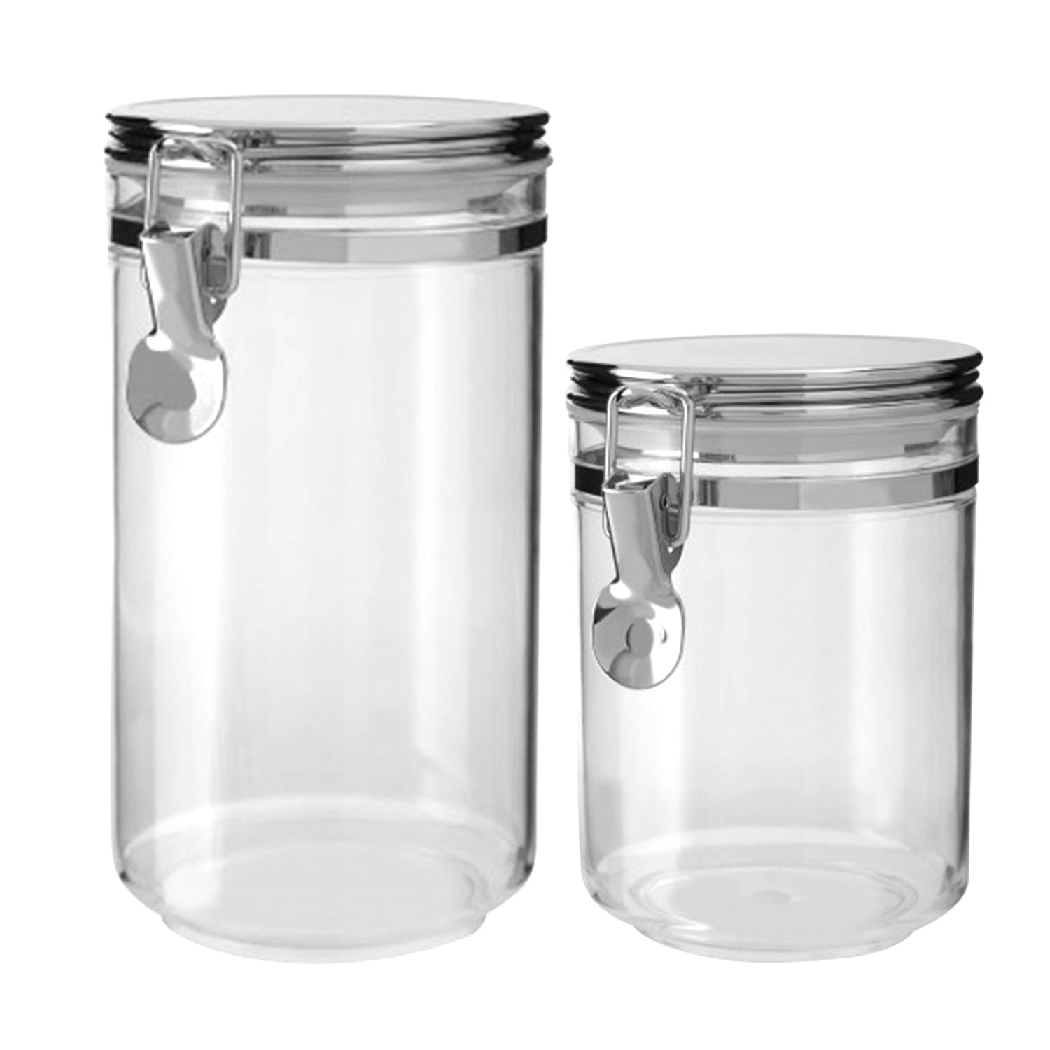 2-pc Gozo Medium & Large Silver Clear Plastic Storage Canister