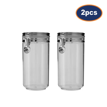 2pcs Gozo Large Silver Plastic Food Storage Canister