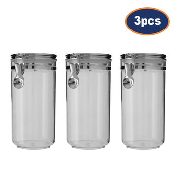 3pcs Gozo Large Silver Plastic Food Storage Canister