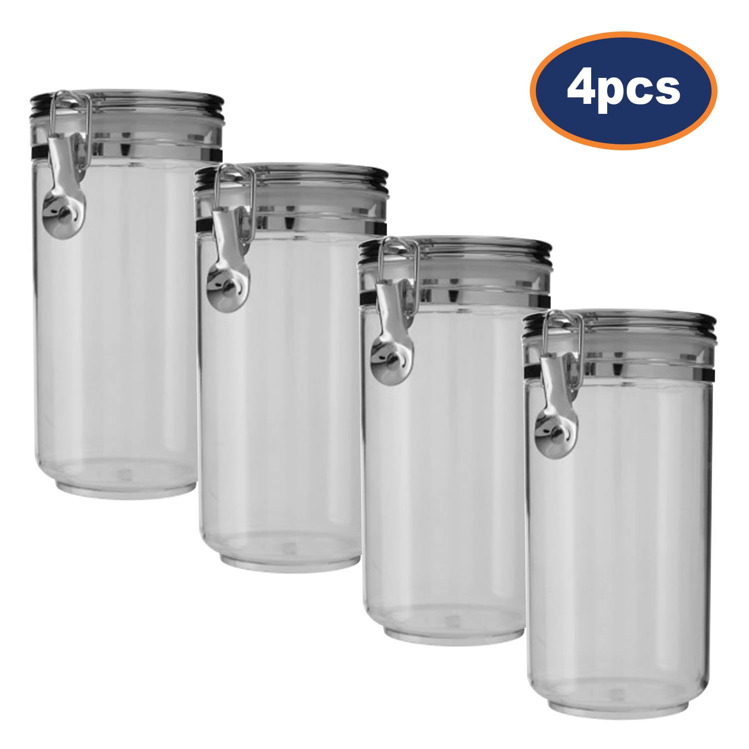 4pcs Gozo Large Silver Plastic Food Storage Canister