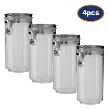 4pcs Gozo Large Silver Plastic Food Storage Canister