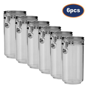 6pcs Gozo Large Silver Plastic Food Storage Canister