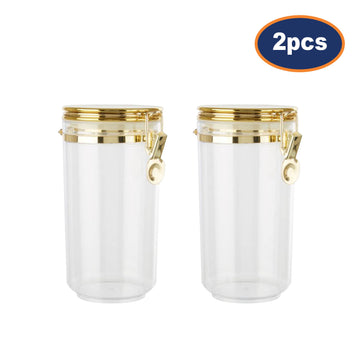 2pcs Gozo Large Gold Plastic Food Storage Canister