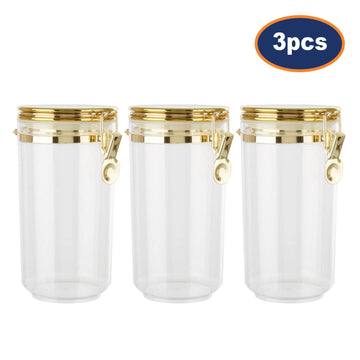 3pcs Gozo Large Gold Plastic Food Storage Canister