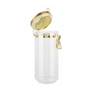 3-pc Gozo Small, Medium & Large Gold Clear Plastic Storage Canister