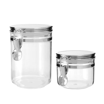 2-pc Gozo Small & Medium Silver Clear Plastic Storage Canister