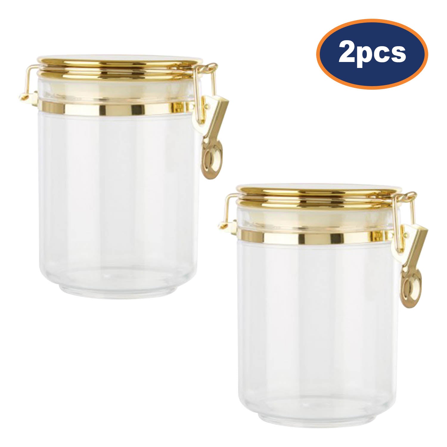 2pcs Gozo Medium Gold Plastic Food Storage Canister