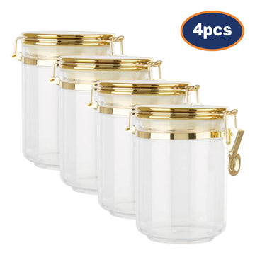 4pcs Gozo Medium Gold Plastic Food Storage Canister
