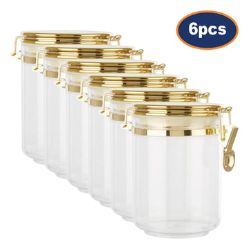 6pcs Gozo Medium Gold Plastic Food Storage Canister