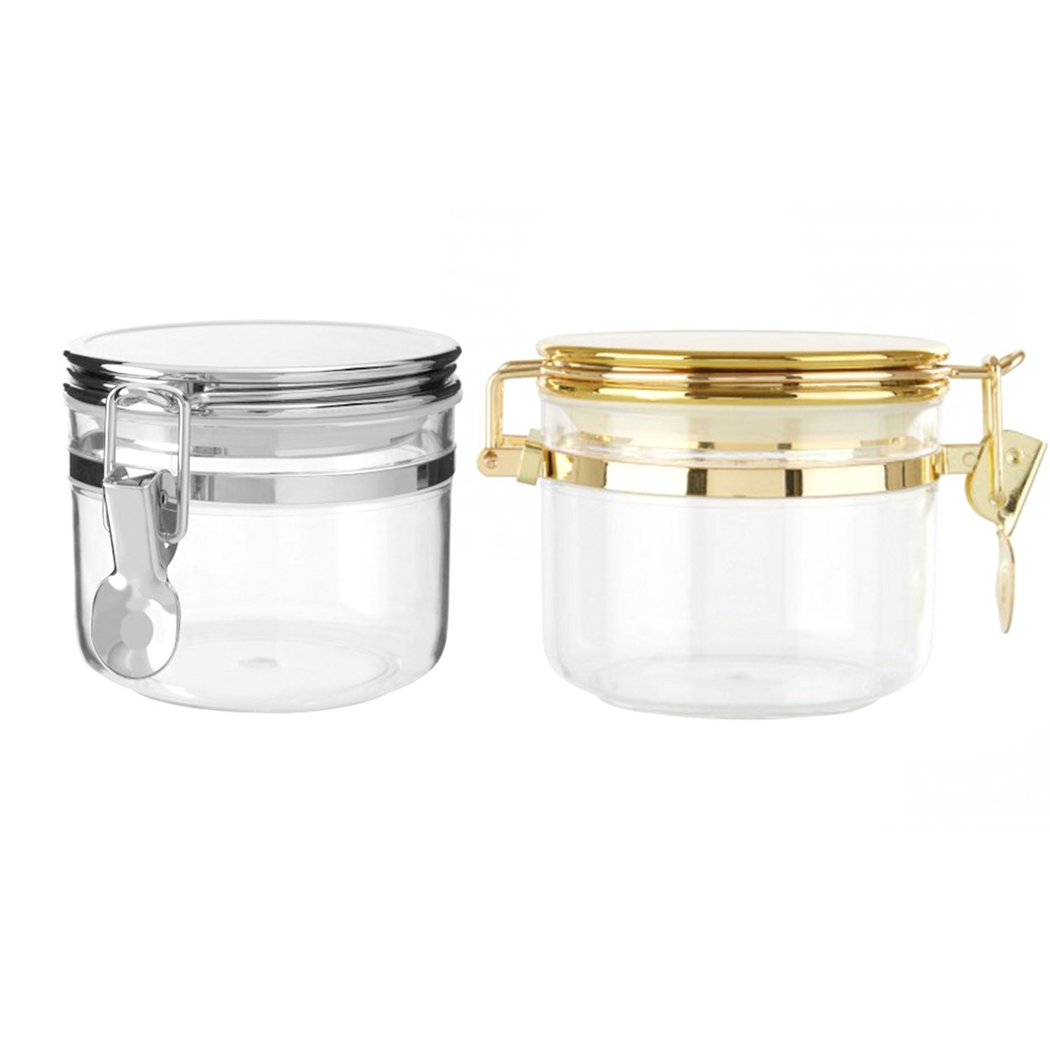 2-pc Gozo Small Gold & Silver Clear Plastic Storage Canister