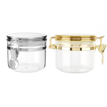 2-pc Gozo Small Gold & Silver Clear Plastic Storage Canister