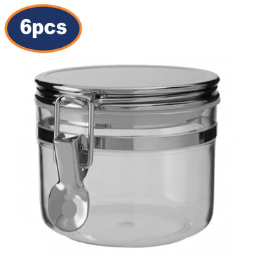 6pcs Gozo Small Silver Plastic Food Storage Canister