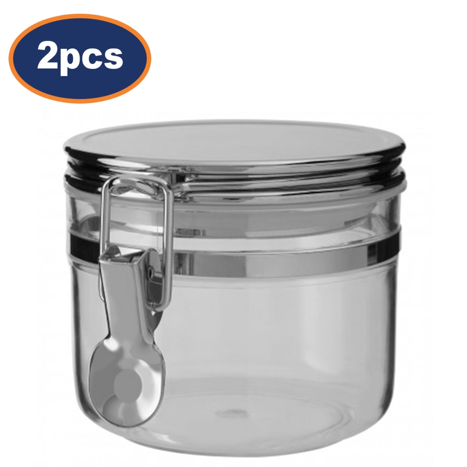 2pcs Gozo Small Silver Plastic Food Storage Canister