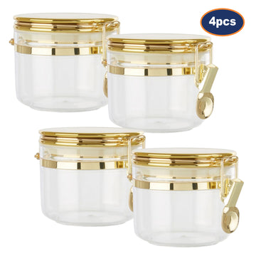 4pcs Gozo Small Gold Clear Plastic Canister