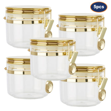 5pcs Gozo Small Gold Clear Plastic Canister