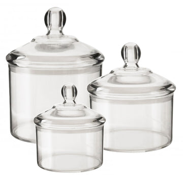 3-pc Gozo Small, Medium & Large Clear Plastic Storage Canister