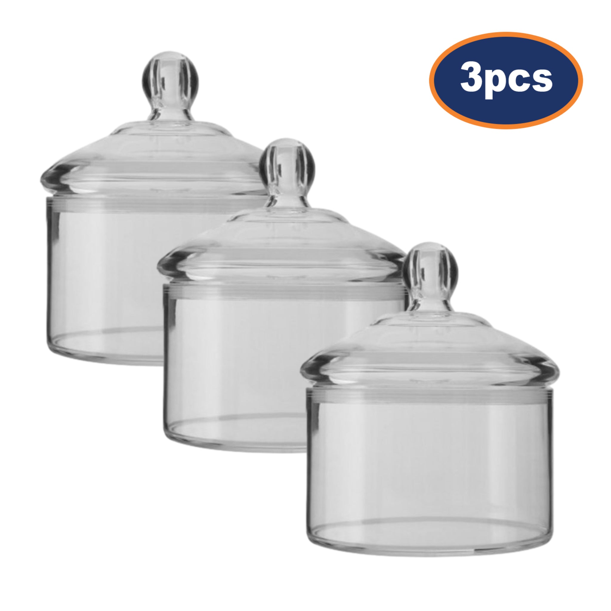 3pcs Gozo Medium Clear Plastic Round Jar