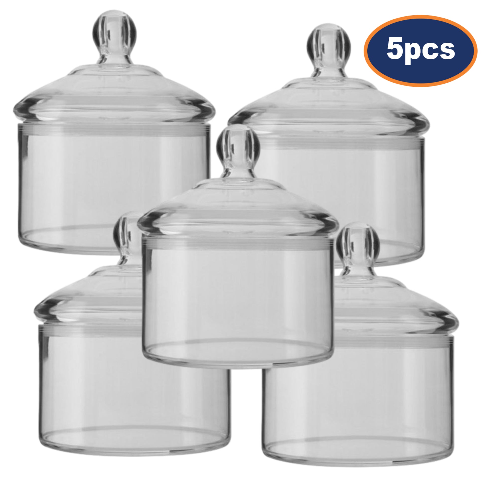 5pcs Gozo Medium Clear Plastic Round Jar