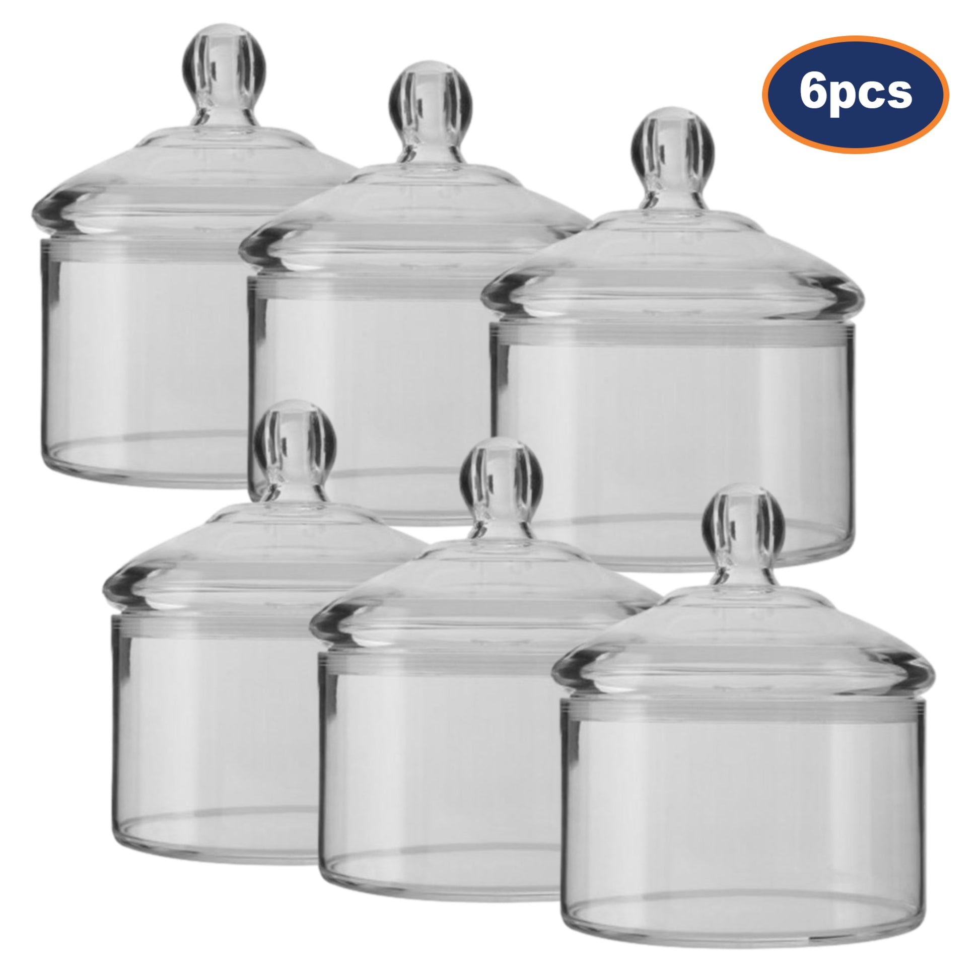 6pcs Gozo Medium Clear Plastic Round Jar