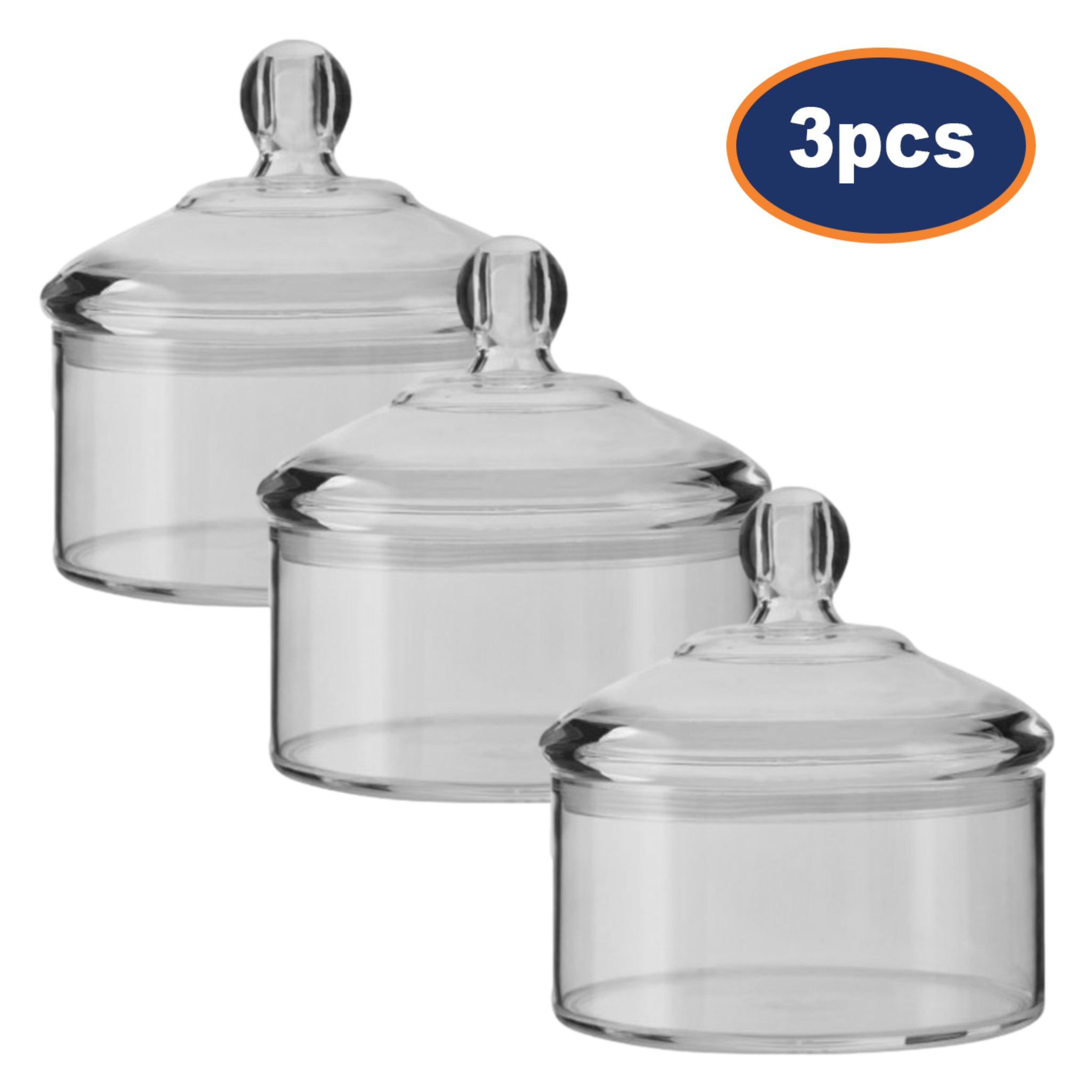 3pcs Gozo Small Round Jar Clear