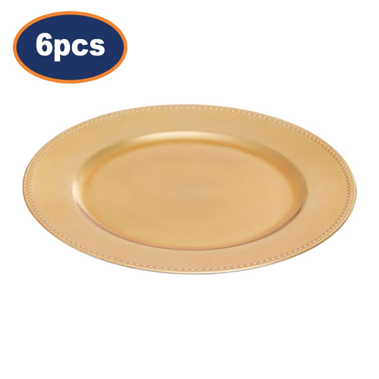 6Pcs Zia Gold Finish Dotted Rim Charger Plates