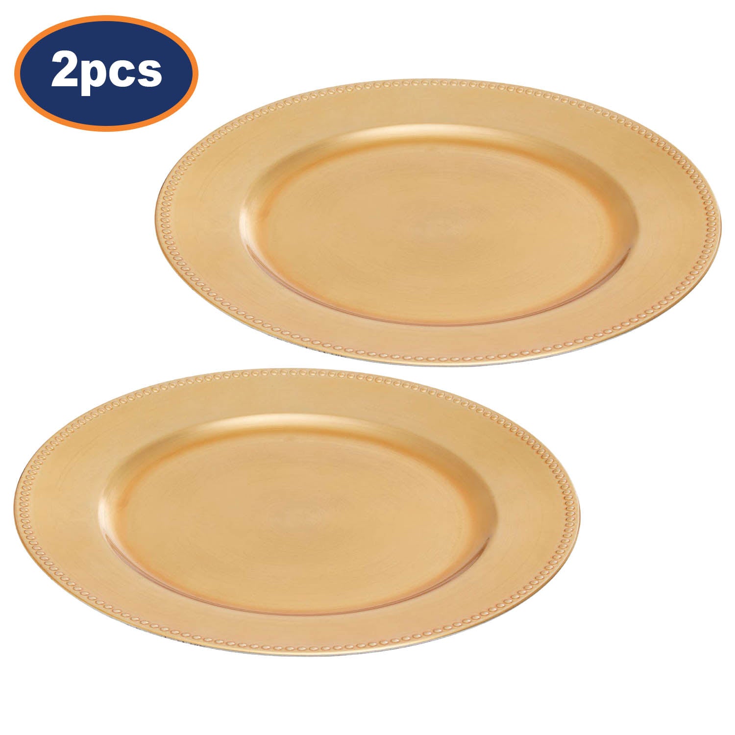 2Pcs Zia Gold Finish Dotted Rim Charger Plates