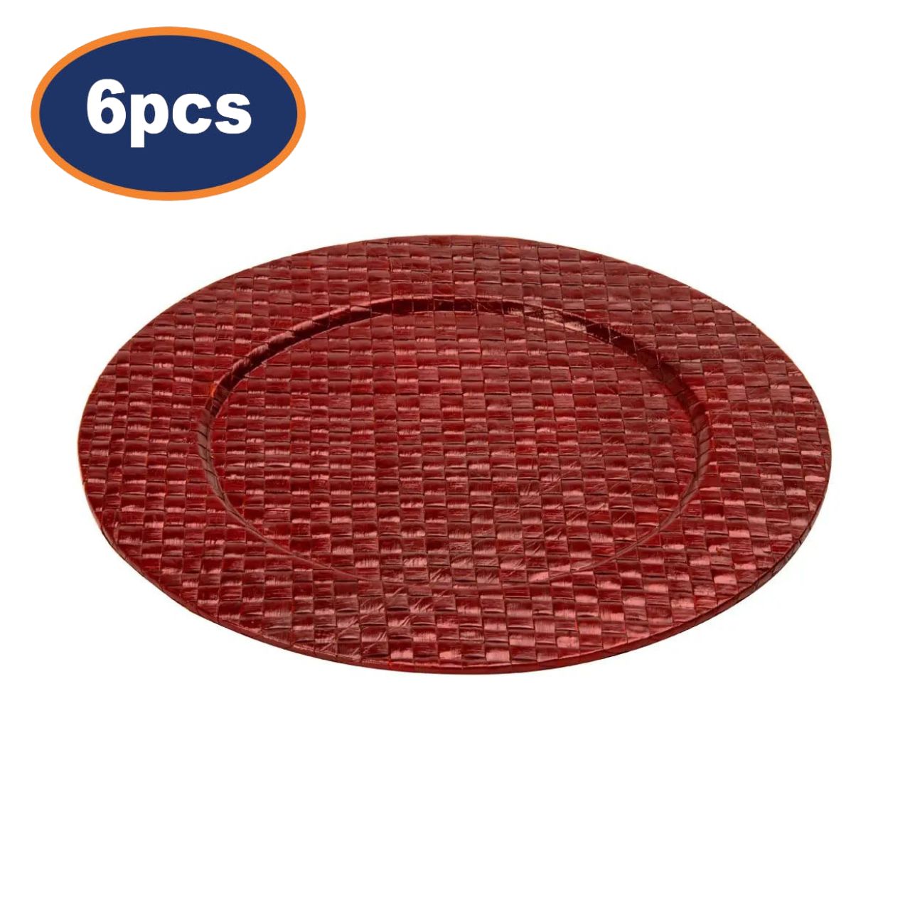 6Pcs Wovena Red Finish Charger Plates