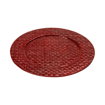 6Pcs Wovena Red Finish Charger Plates