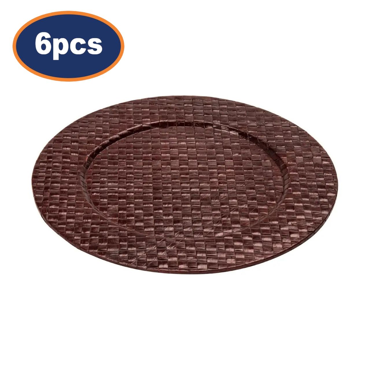 6Pcs Wovena Brown Finish Charger Plates