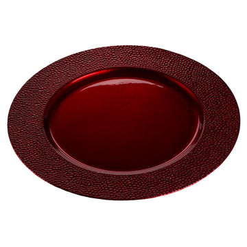 6Pcs Paxelle Red Pebble Effect Charger Plates