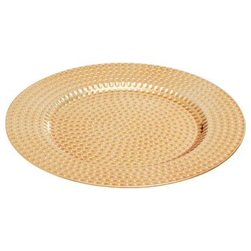 6Pcs Zia Gold Finish Full Hammered Design Charger Plates